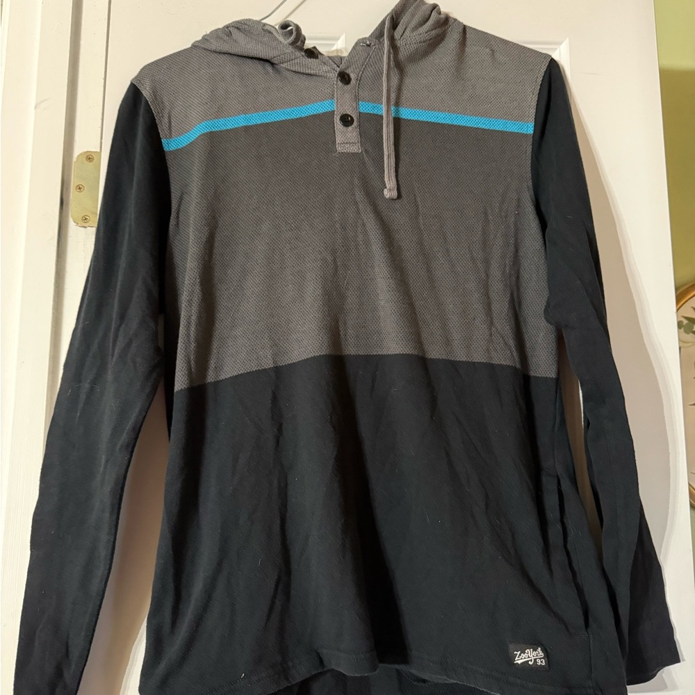 Zoo York Gray and Black Hooded Pullover with Teal Accent